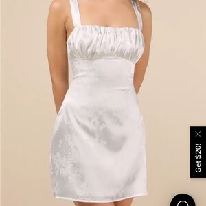 Lulus Jacquard Satin Lace Up Mini Graduation Dress